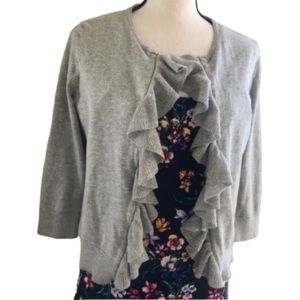 Chaps cardigan ruffle Med grey